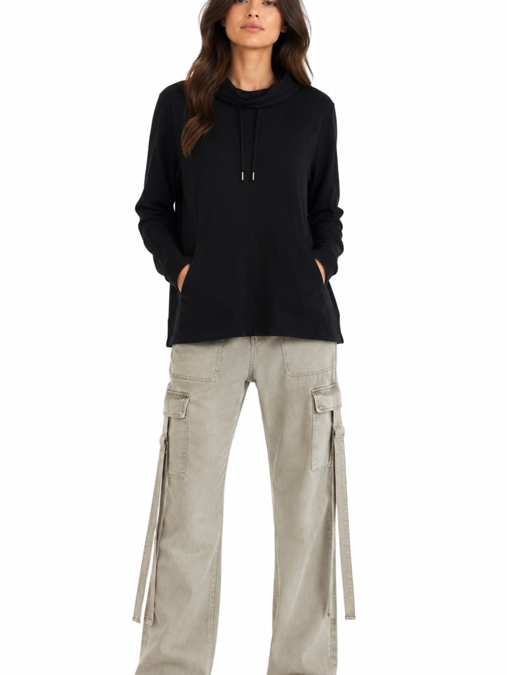 Liz Claiborne Size Large Black Cowl Neck Sweatshirt New With Tags